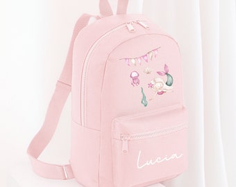 Personalised Rucksack, Mermaid  backpack, school bag, toddlers rucksack, children's back to school, under the sea ,pink nursery bag, Girls