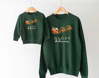Personalised Family Matching Christmas Jumper Matching Christmas Sweatshirts Believes Christmas Jumper Adult and Child Matching