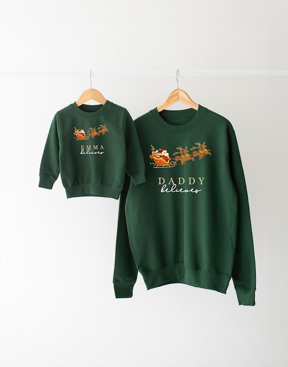 Personalised Family Matching Christmas Jumper Matching Christmas Sweatshirts Believes Christmas Jumper Adult and Child Matching