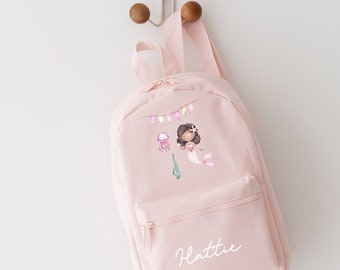 Personalised Rucksack, Mermaid backpack, school bag, toddlers rucksack, children's back to school, under the sea ,pink nursery bag, daycare