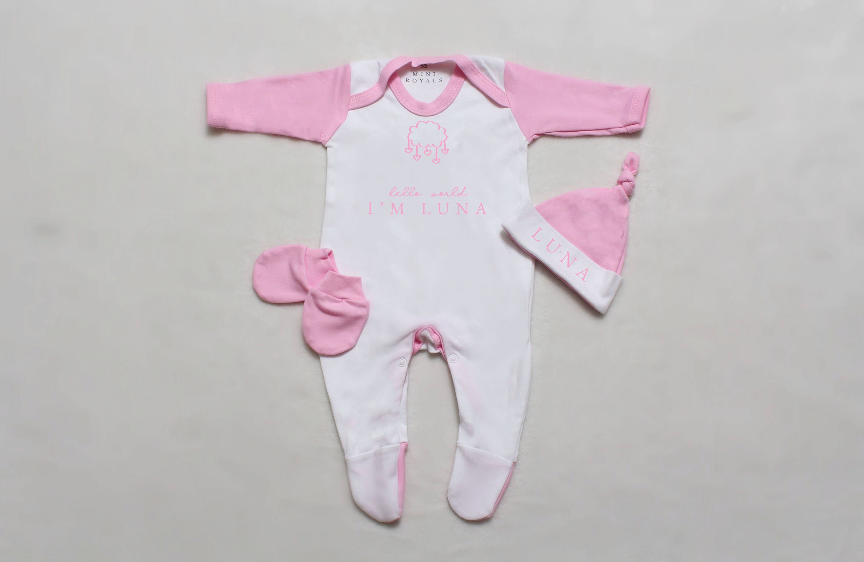 personalised babygrow and hat