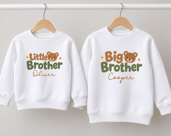 Personalised Big & Little Brother Bear T-Shirt, Babygrow or Sweatshirt