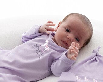 Personalised Hello World Babygrow and Hat- Sleepsuit -new Baby