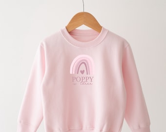 Personalised Pink Rainbow Sweatshirt  - Any Age Girls birthday sweatshirt Pink Sweatshirt Top Birthday Girl