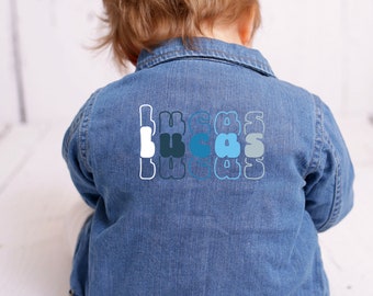 Personalised Denim Jacket - Personalised Girls Jackets - Personalised Boy Jackets Any Name - organic cotton- baby gift