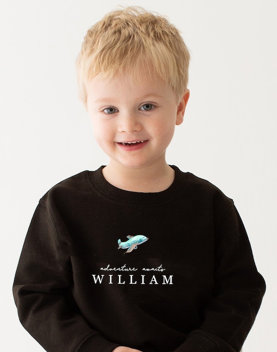 Personalised Holiday sweatshirt - Airport Outfit- First Time flyer - Aeroplane sweatshirt - Various Colours Any age Navy Grey Black