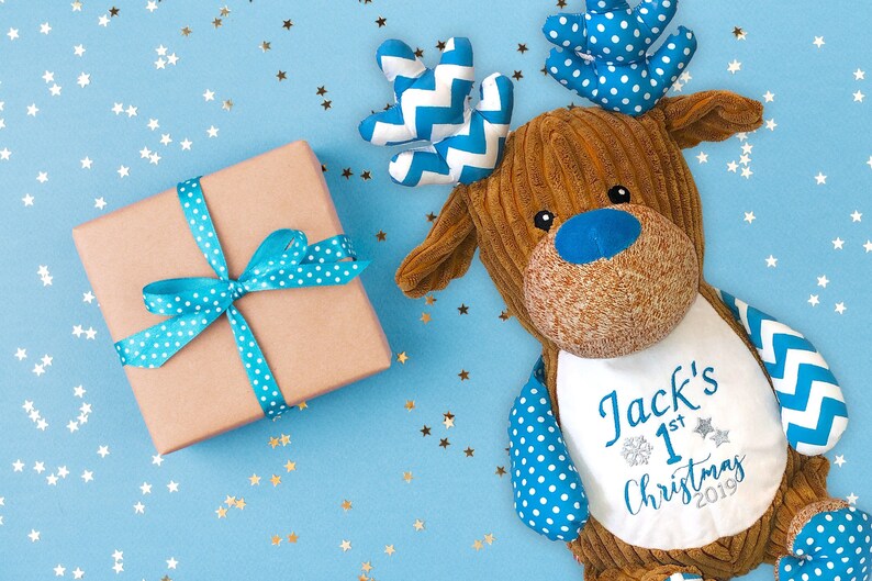 personalised first christmas teddy