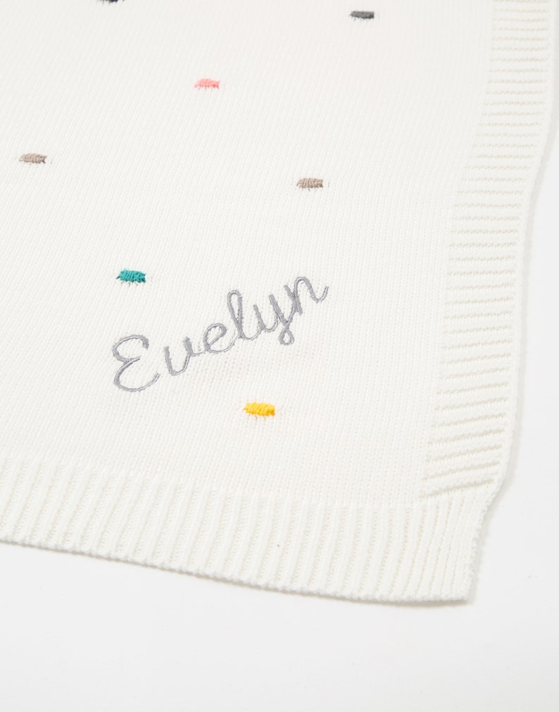 Personalised Multicolour Dotty Knitted Blanket - Cotton Baby Blanket - Personalised Newborn Baby Gifts -  Baby Blankets - Unisex  Blanket 