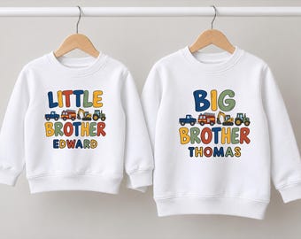 Personalised Big & Little Brother Vehicle T-Shirt, Sweatshirt or Babygrow
