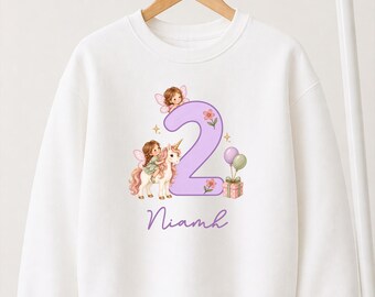 Personalised Unicorn Birthday Sweatshirt, Girls Magical Fairy Jumper, Name & Age 1-5