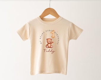 Personalised First Birthday T-shirt - Beary First Birthday- 1st Birthday - tshirt -Top -More Colours -Birthday girl Boy - Bear and balloon