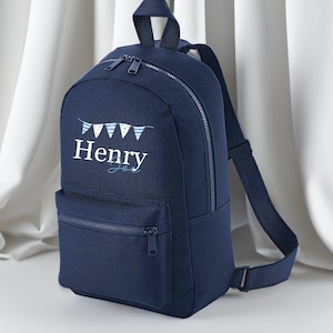 Sac à dos personnalisé, sac à dos, 2 noms, cartable bleu guirlande, sac à dos pour tout-petits, retour à l'école pour enfants, sac à dos, sac de chambre de bébé