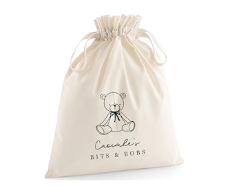 Personalised Baby Bag Organisers- Organic Cotton- Choice of words/size - Spare Clothes-Nappies & Wipes - Hospital Bag- Nursery Bag- Teddy