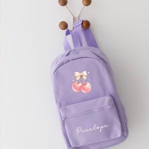 Personalised Girls Rucksack, Cherry Backpack, Toddler Nursery Bag, Custom Name Bag, School Back Pack zdjęcie 11