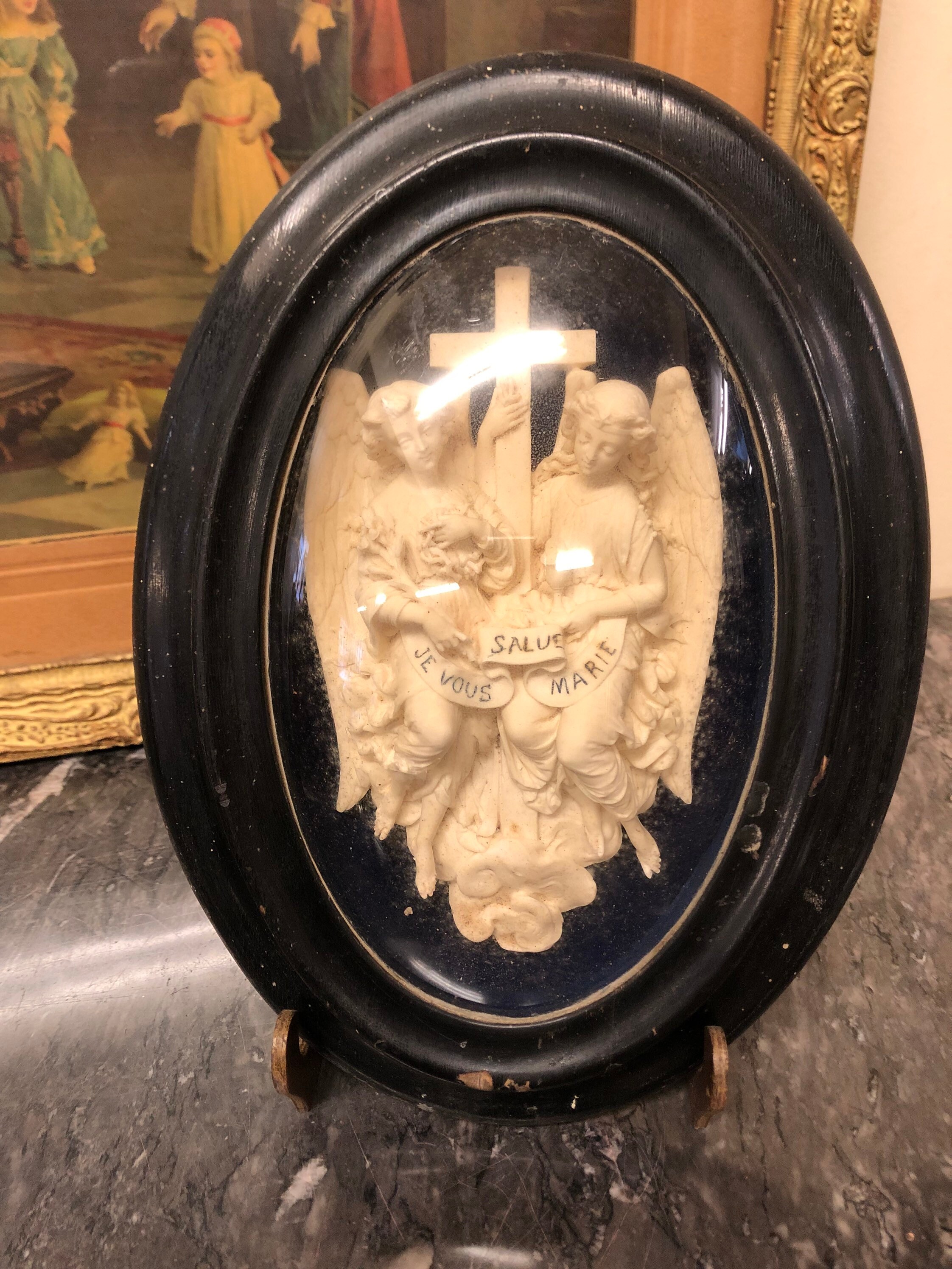 Cadre Reliquaire Napoléon Iii , Ex Voto , Bois Noirci