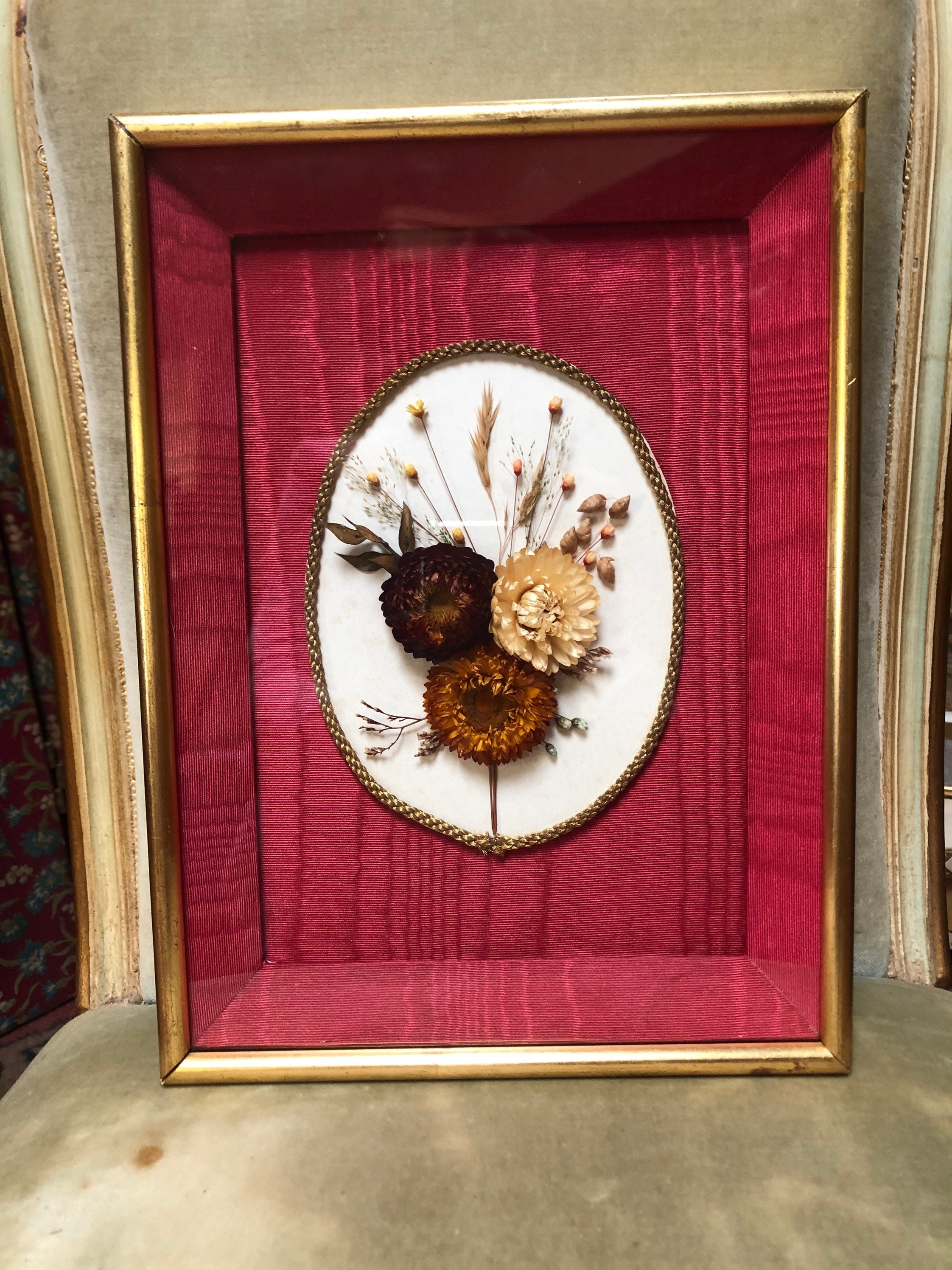 Cadre Fleurs Séchées Vintage