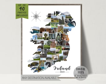 Ierland fotocollage-Ierland kaart fotocollage-aangepaste collage-roadtrip fotocollage reizen-gepersonaliseerd cadeau collage-digitaal bestand