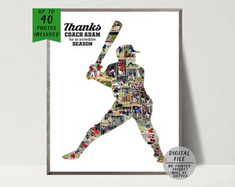 Baseball Photo Collage-Baseball Player Photo Collage-Personalized Gift For Coach-Sport Photo Collage-Baseball Coach Gift-Printable Collage