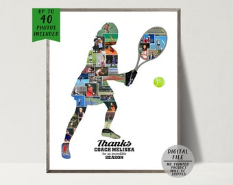 Tennis Photo Collage-Personalized Gift For Coach-Female Tennis Player Collage-Sport Collage Tennis-Tennis Coach Gift-Printable Collage