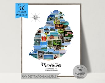 Mauritius Photo Collage-Honeymoon Collage-Travel Photo Collage-Tropical Vacation Collage-Mauritius Island Collage Print-Printable Collage