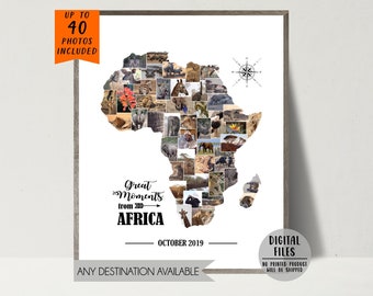 Africa Photo Collage-Travel Map Photo Collage-Personalized Gift For Adventurer-Africa Pictures Collage-Africa Safari Collage-Digital File