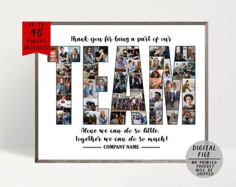 Team Photo Collage-Coworker Leaving Gift-Personalized Farewell Gift For Colleague-Job Pictures Collage Poster-Company Gift-Digital File