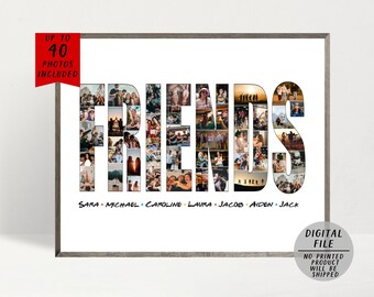 Friends Photo Collage-Personalized Gift For Friend-Birthday Gift-Friends Poster-Pictures Collage-Personalized Collage-Digital File