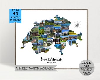 Switzerland Photo Collage-Swiss Collage-Travel Photo Collage-Vacation Collage-Switzerland Vacation Collage-Custom Country Collage-Printable