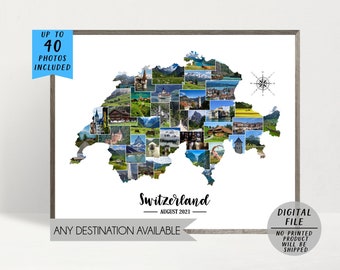 Svizzera Foto Collage-Svizzera Collage-Viaggio Foto Collage-Vacanza Collage-Svizzera Vacanza Collage-Custom Paese Collage-Stampabile