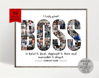 Boss Photo Collage-Personalized Birthday Gift For Boss-Pictures Collage Poster-Boss Retirement Gift-Boss Appreciation Gift-Printable Collage