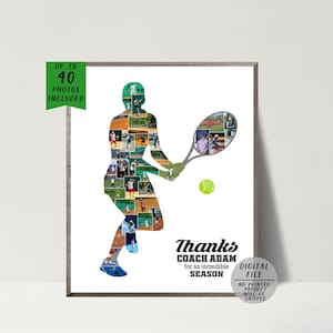 Tennis Photo Collage-Personalized Gift For Coach-Tennis Player Photo Collage-Sport Photo Collage-Tennis Coach Gift-Printable Collage