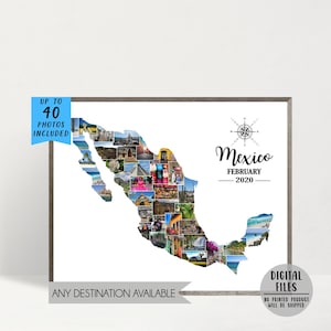 Mexiko Fotocollage-Reise Foto Collage-Personalisierte Geschenk für Reisende-Custom Collage Geschenk-Karte Foto Collage Poster Printable Collage
