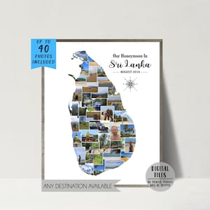 Sri Lanka Photo Collage-Asia Collage-Travel Photo Collage-Map Photo Collage-Personalized Gift For Traveler-Picture Collage-Printable Collage