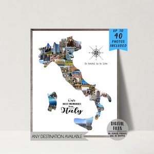 Italy Photo Collage-Travel Photo Collage-Map Photo Collage-Custom Destination Collage Honeymoon-Personalized Travel Gift-Printable Collage