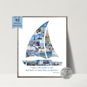 Colagem de fotos de vela - Colagem de fotos de veleiro - Colagem de fotos de marinheiro - Presente personalizado para marinheiro - Colagem de fotos - Colagem para impressão