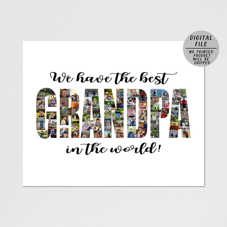Grandpa Photo Collage-Grandfather Collage-Grandfather Photo Collage-Personalized Collage-Custom Collage-Gift For Grandpa-Printable Collage image 2