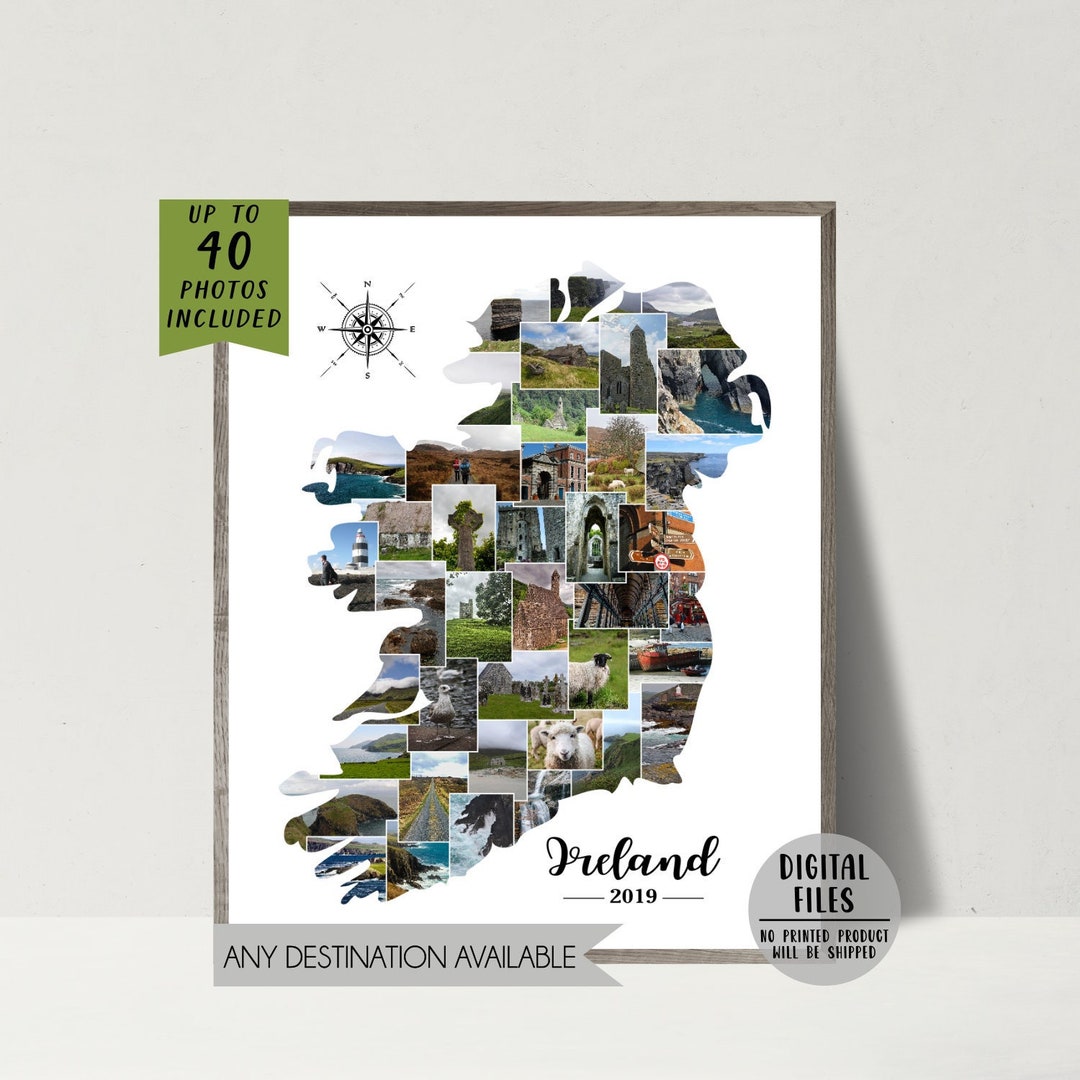 Ireland Photo Collage-ireland Map Photo Collage-custom Collage-road ...