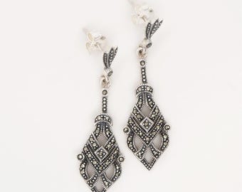 Art Deco Earrings in Marcasite and Sterling Silver