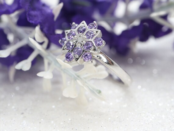 Purple cubic cheap zirconia ring