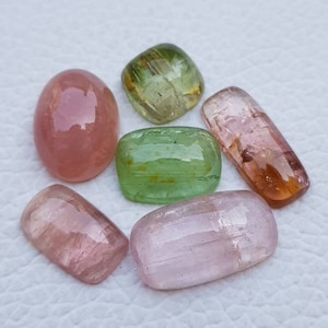 6pcs Watermelon Tourmaline Cabochon lot,  Loose Gemstone Natural Watermelon Tourmaline Cabochon,  Multi Tourmaline Cabochon lot