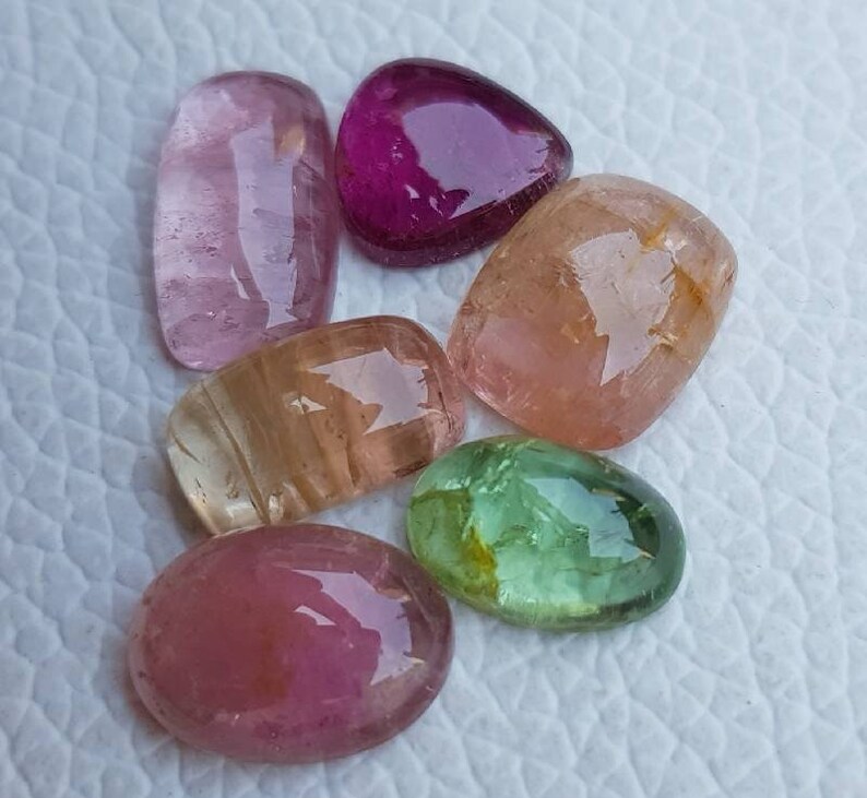 6pcs Multi Tourmaline Cabochon lot for Jewelry setting Loose Gemstone Natural Multi Tourmaline Cabochon mini lot