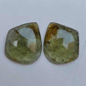 Natural Light Green Tourmaline Faceted Slice For Jewelry Making,, Loose Gemstone Natural Green Tourmaline Faceted Slice For Jewelry Making