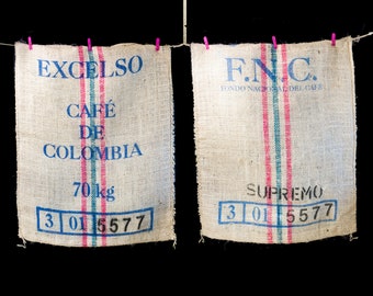 Coffee bag from Colombia used Sisal burlap sack for coffee beans Zero waste and upcycled DIY