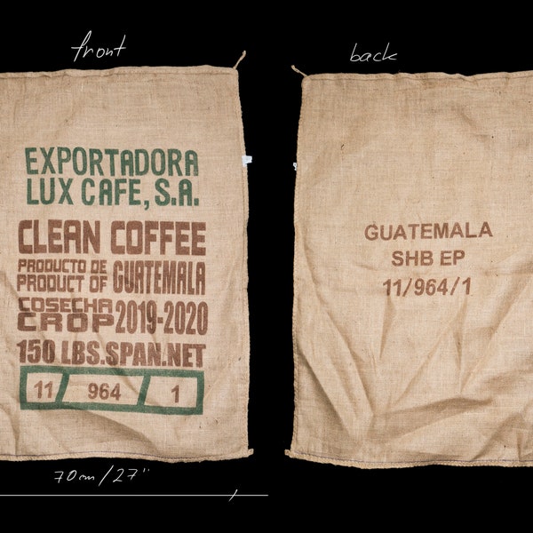 Coffee sack from Guatemala Vintage hessian for farmhouse decor and sewing hobby
