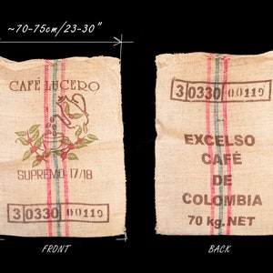Burlap coffee bag from Colombia, sisal  Bag Zero Waste gift for coffee lover Upcycled fabric for craft and DIY