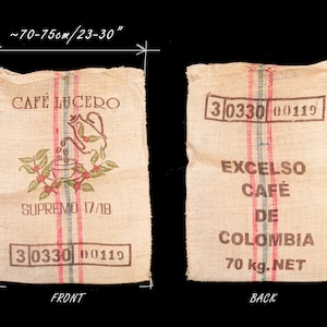 Burlap coffee bag from Colombia, sisal  Bag Zero Waste gift for coffee lover Upcycled fabric for craft and DIY