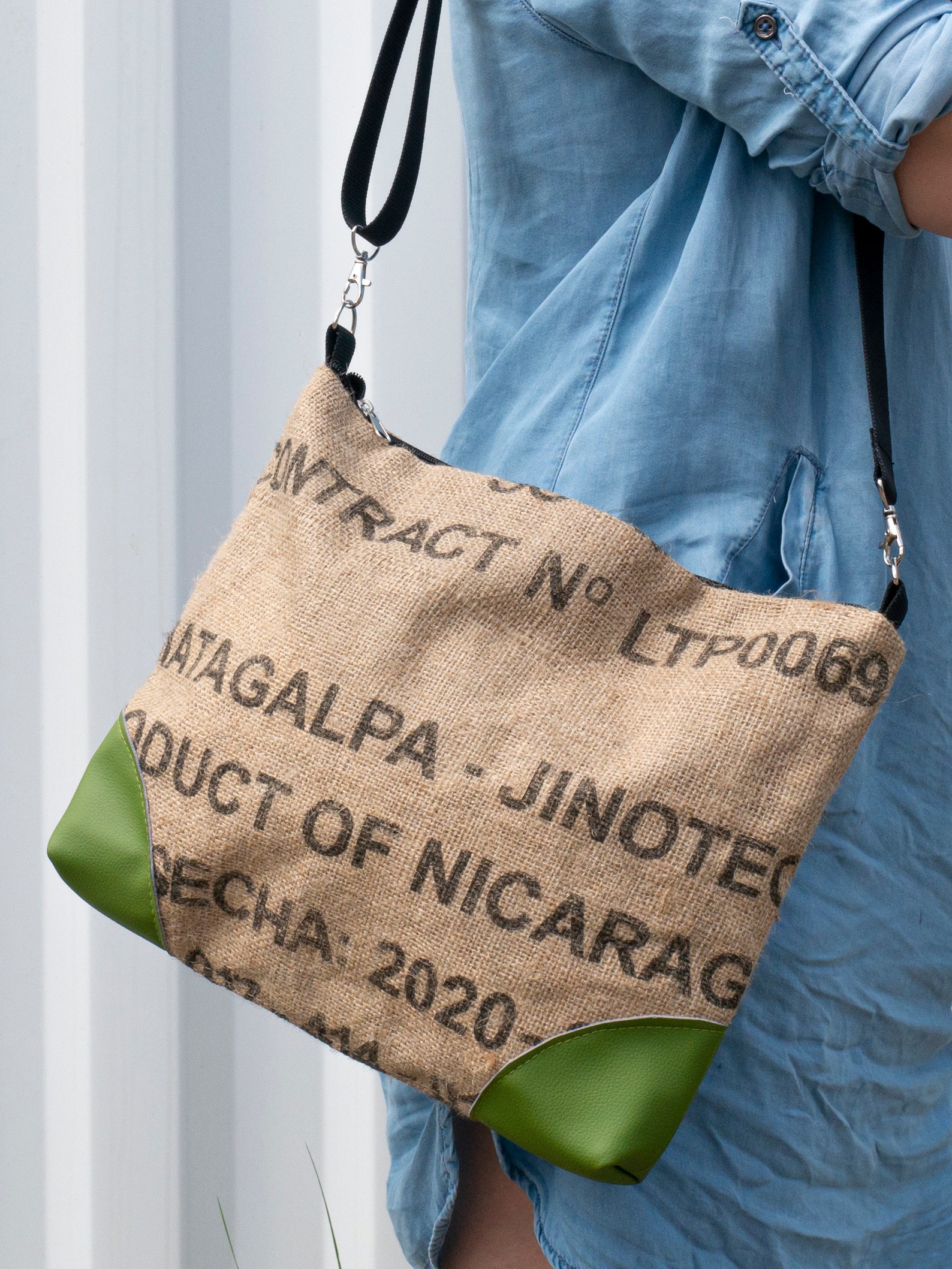 Green Eco Crossbody Bag for Teens Made of Burlap Coffee Sack Etsy