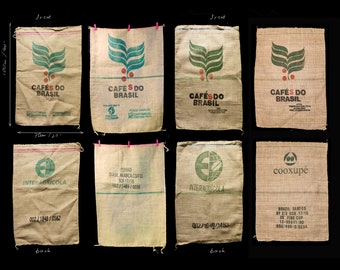 Coffee Sacks Super SET 4 in 1  Bean jute Brazilian Coffee Burlap bag for handmade and decor Cafes do Brazil