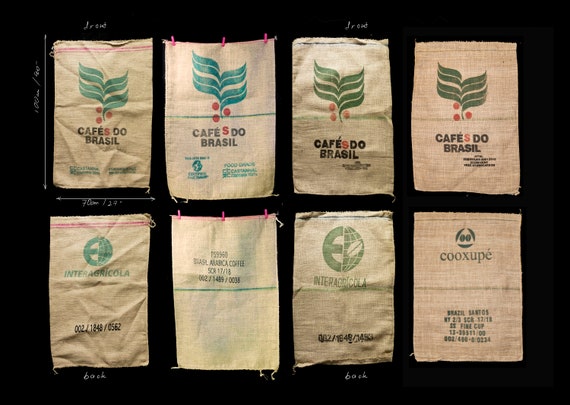 Used burlap shop bags