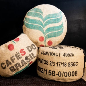 Natural burlap small pouf Round ottoman COVER ONLY made of burlap sack Rustic zero waste beanbag